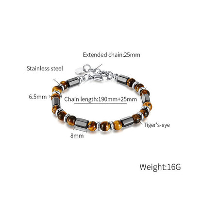 Mythstone Tiger Eye Hematite Strength Buckle Chain Bracelet