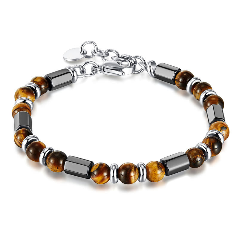 Mythstone Tiger Eye Hematite Strength Buckle Chain Bracelet