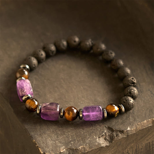 Mythstone Various Crystals Lava Rock Calm Bracelet