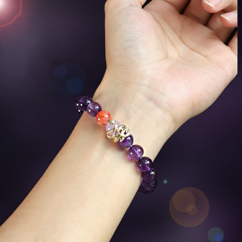 Mythstone Various Crystal Pink Crystal Amethyst Year Of The Snake Lucky Bracelet