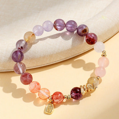 Mythstone Various Crystal Pink Crystal Amethyst Year Of The Snake Lucky Bracelet