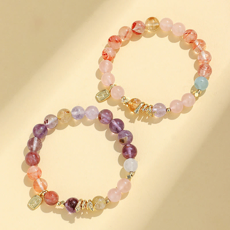 Mythstone Various Crystal Pink Crystal Amethyst Year Of The Snake Lucky Bracelet