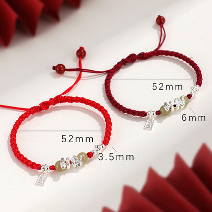 Mythstone Hetian Jade Year of the Snake String Protection Braided Bracelet