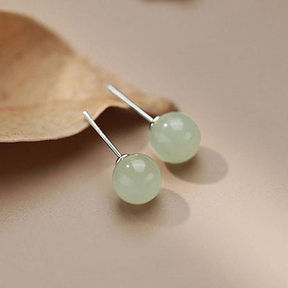 Mythstone Round Jade Beaded Luck Stud Earrings