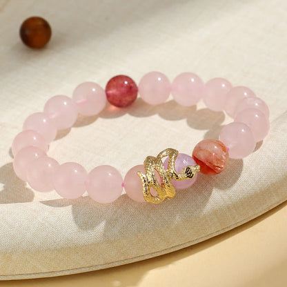 Mythstone Various Crystal Rose Quartz Purple Phantom Year Of The Snake Passionate Generosity Bracelet