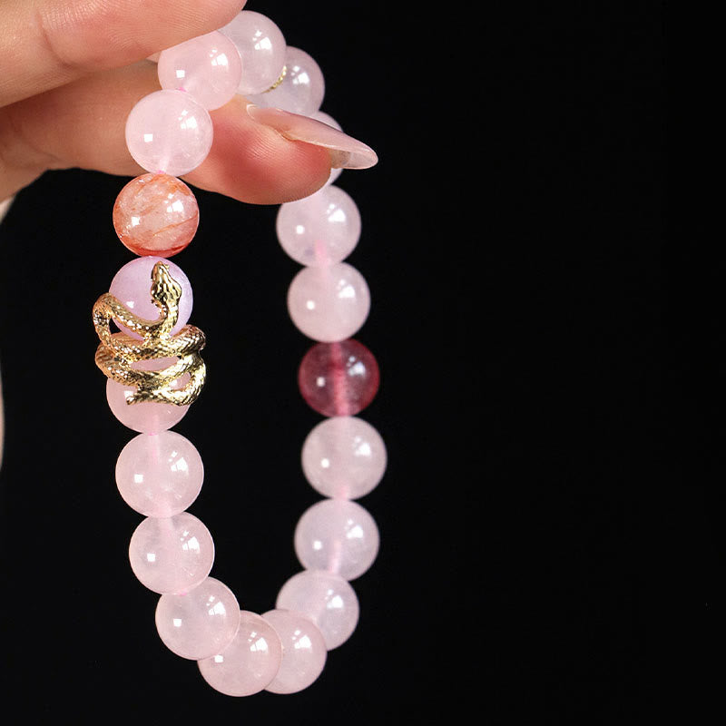 Mythstone Various Crystal Rose Quartz Purple Phantom Year Of The Snake Passionate Generosity Bracelet