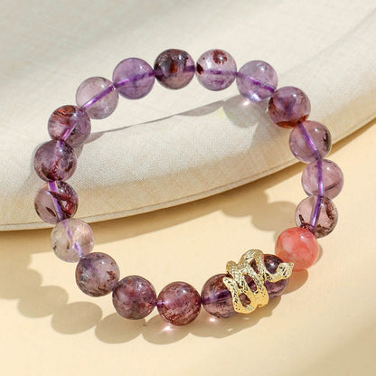 Mythstone Various Crystal Rose Quartz Purple Phantom Year Of The Snake Passionate Generosity Bracelet