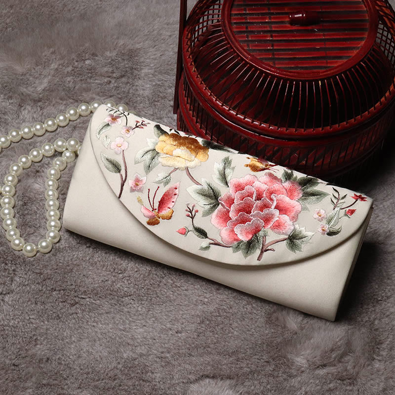 Mythstone Peony Tulip Su Embroidery Wedding Shopping Purse Handbag Crossbody Bag