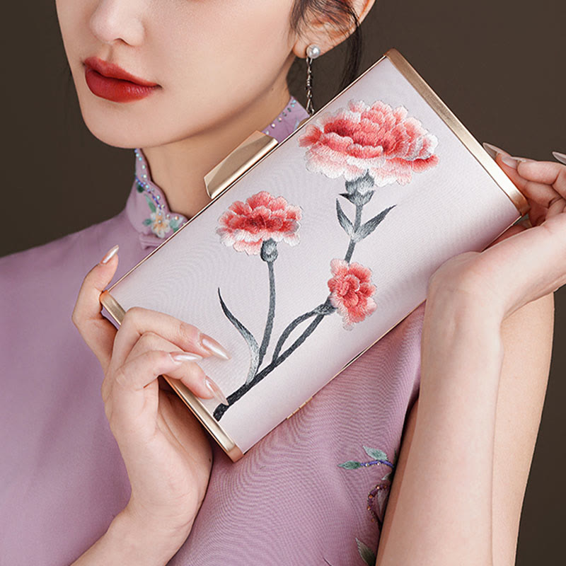 Mythstone Carnation Peony Begonia Su Embroidery Wedding Shopping Purse Handbag Crossbody Bag