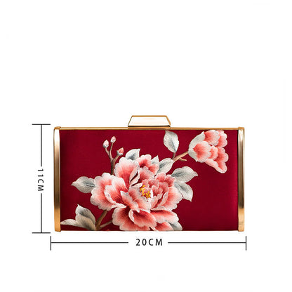 Mythstone Carnation Peony Begonia Su Embroidery Wedding Shopping Purse Handbag Crossbody Bag