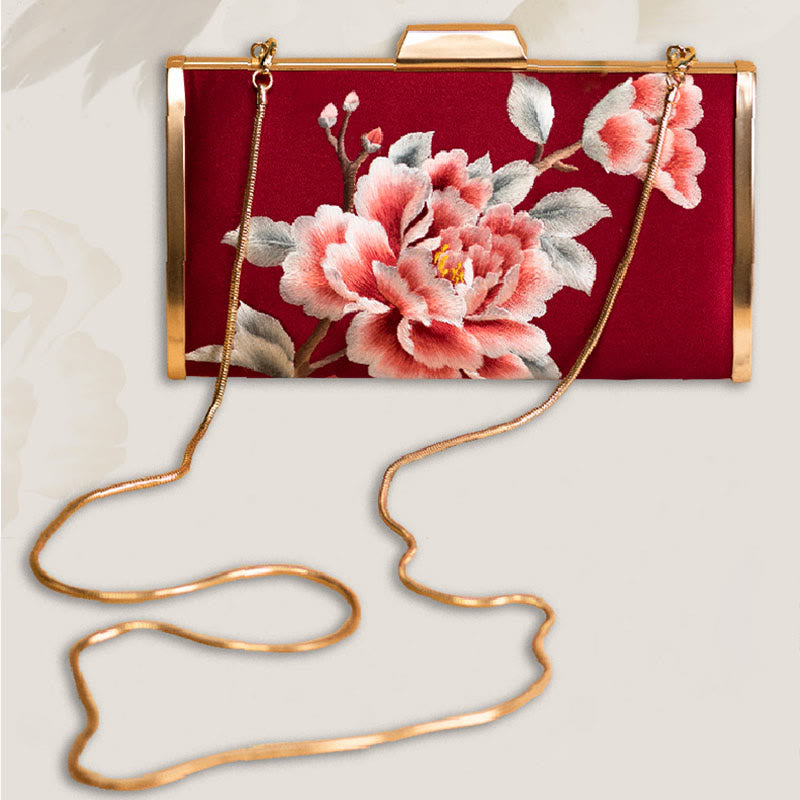 Mythstone Carnation Peony Begonia Su Embroidery Wedding Shopping Purse Handbag Crossbody Bag