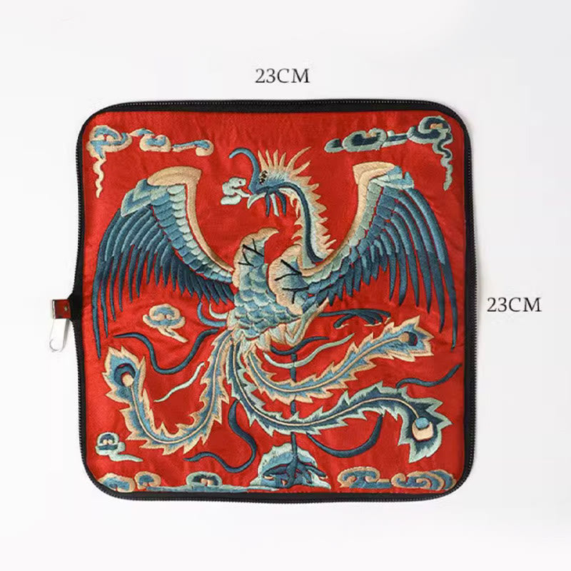 Mythstone Mythical Beast Phoenix Dragon Qilin Su Embroidery Ticket Folder Storage Journey Shopping Purse Handbag