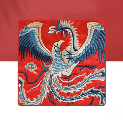 Mythstone Mythical Beast Phoenix Dragon Qilin Su Embroidery Ticket Folder Storage Journey Shopping Purse Handbag