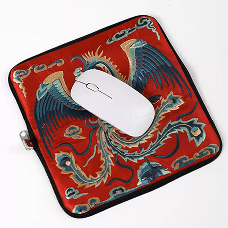 Mythstone Mythical Beast Phoenix Dragon Qilin Su Embroidery Ticket Folder Storage Journey Shopping Purse Handbag