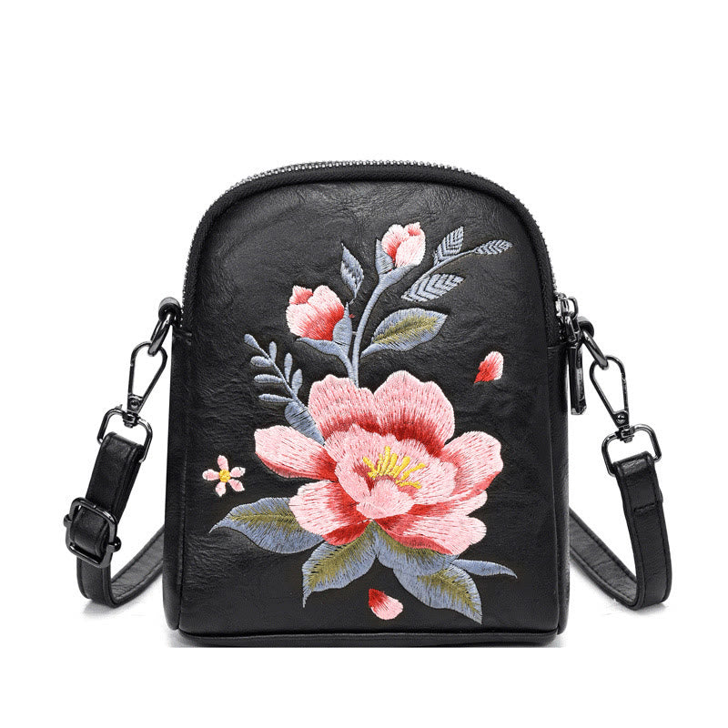 Mythstone Lotus Su Embroidery Journey Shopping Purse Shoulder Bag Crossbody Bag