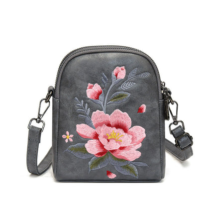 Mythstone Lotus Su Embroidery Journey Shopping Purse Shoulder Bag Crossbody Bag