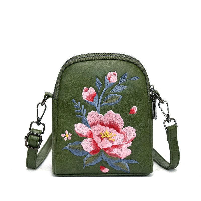 Mythstone Lotus Su Embroidery Journey Shopping Purse Shoulder Bag Crossbody Bag