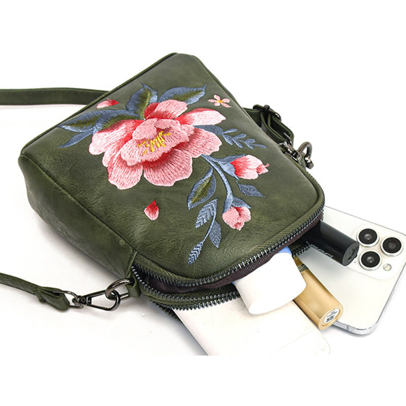 Mythstone Lotus Su Embroidery Journey Shopping Purse Shoulder Bag Crossbody Bag