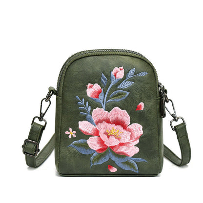 Mythstone Lotus Su Embroidery Journey Shopping Purse Shoulder Bag Crossbody Bag