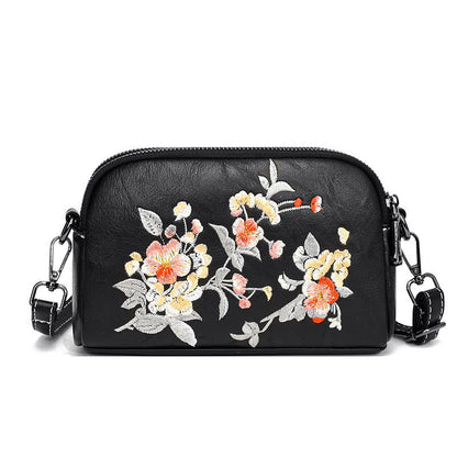 Mythstone Peony Pomegranate Flowers Su Embroidery Journey Shopping Purse Shoulder Bag Crossbody Bag