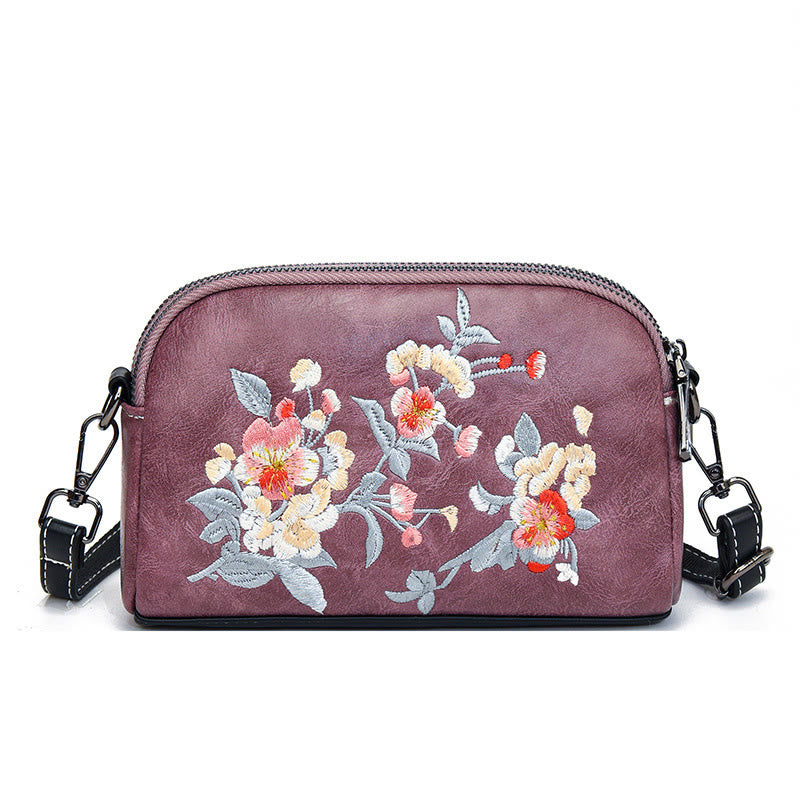 Mythstone Peony Pomegranate Flowers Su Embroidery Journey Shopping Purse Shoulder Bag Crossbody Bag