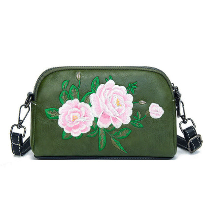 Mythstone Peony Pomegranate Flowers Su Embroidery Journey Shopping Purse Shoulder Bag Crossbody Bag