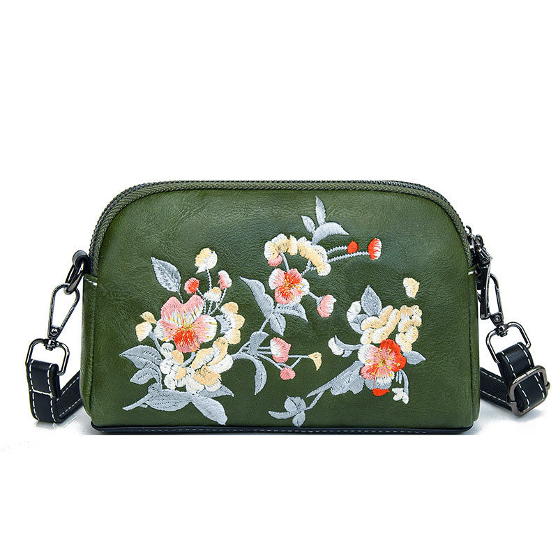 Mythstone Peony Pomegranate Flowers Su Embroidery Journey Shopping Purse Shoulder Bag Crossbody Bag