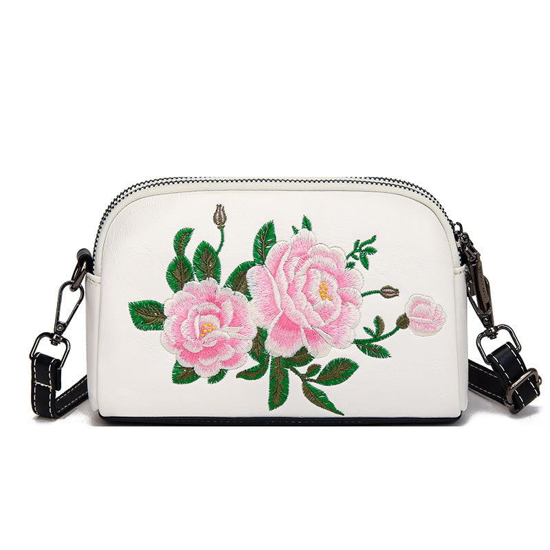 Mythstone Peony Pomegranate Flowers Su Embroidery Journey Shopping Purse Shoulder Bag Crossbody Bag