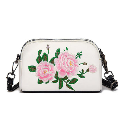 Mythstone Peony Pomegranate Flowers Su Embroidery Journey Shopping Purse Shoulder Bag Crossbody Bag