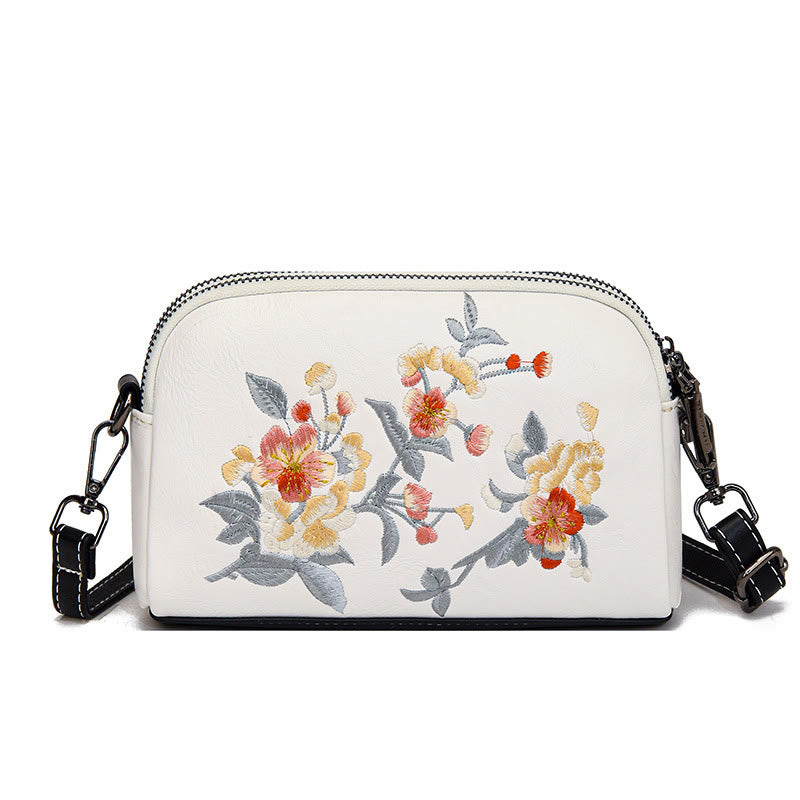 Mythstone Peony Pomegranate Flowers Su Embroidery Journey Shopping Purse Shoulder Bag Crossbody Bag