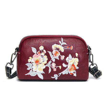 Mythstone Peony Pomegranate Flowers Su Embroidery Journey Shopping Purse Shoulder Bag Crossbody Bag