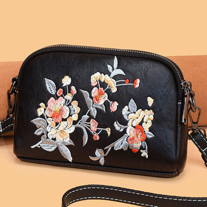 Mythstone Peony Pomegranate Flowers Su Embroidery Journey Shopping Purse Shoulder Bag Crossbody Bag