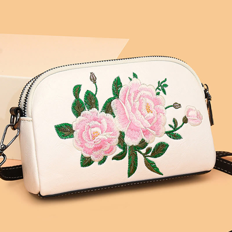 Mythstone Peony Pomegranate Flowers Su Embroidery Journey Shopping Purse Shoulder Bag Crossbody Bag