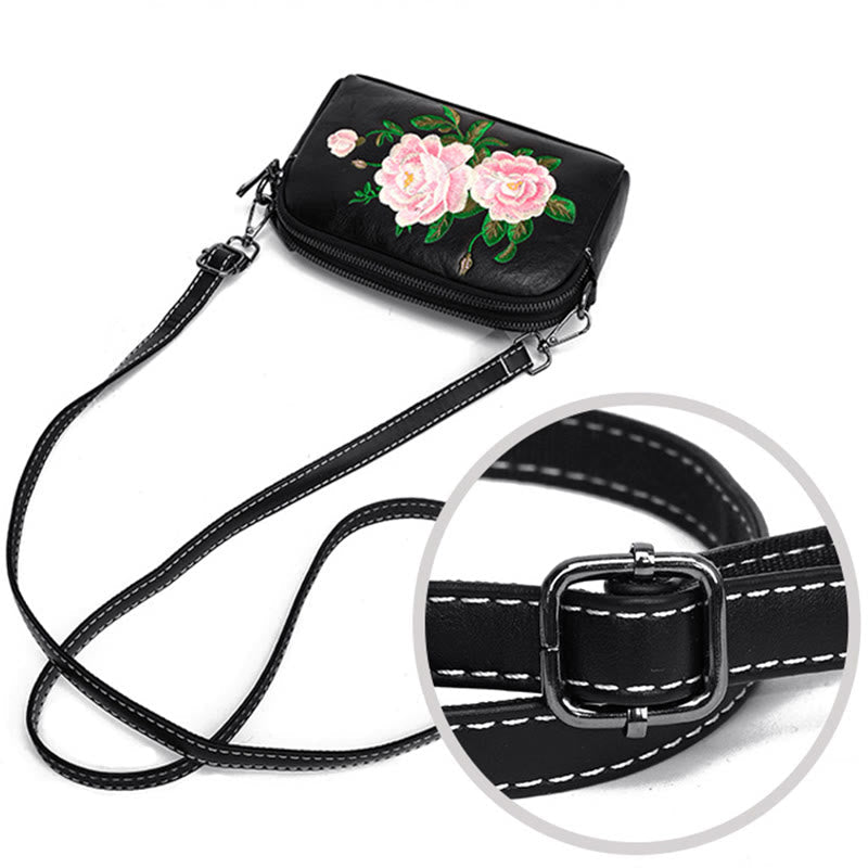 Mythstone Peony Pomegranate Flowers Su Embroidery Journey Shopping Purse Shoulder Bag Crossbody Bag