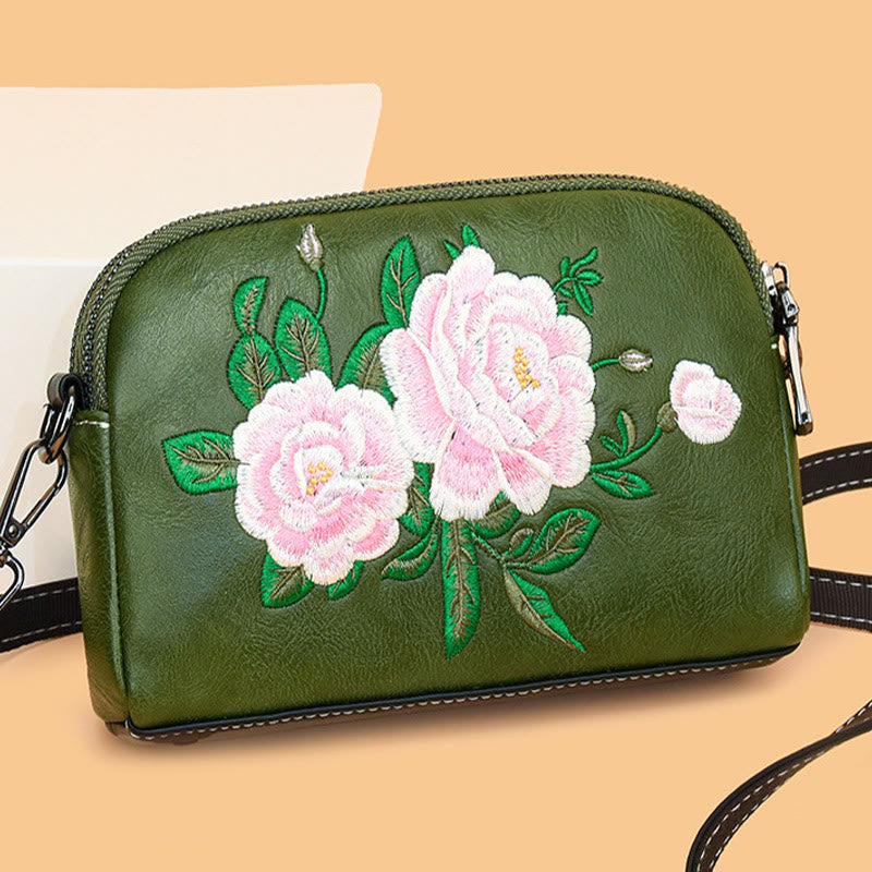 Mythstone Peony Pomegranate Flowers Su Embroidery Journey Shopping Purse Shoulder Bag Crossbody Bag