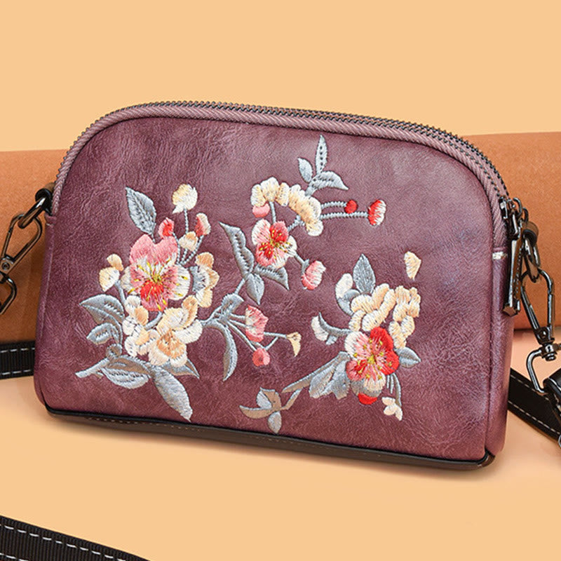 Mythstone Peony Pomegranate Flowers Su Embroidery Journey Shopping Purse Shoulder Bag Crossbody Bag