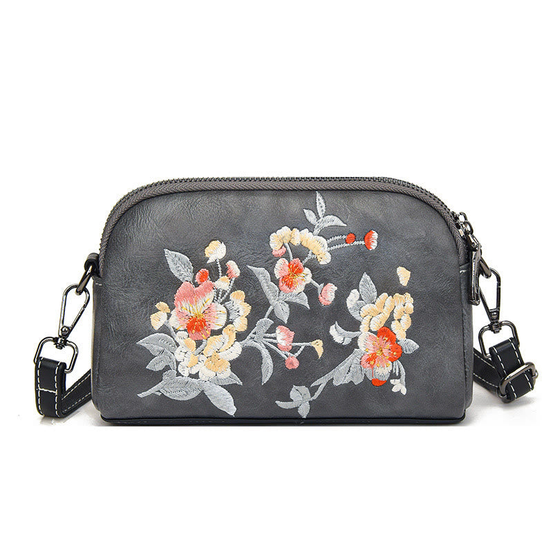 Mythstone Peony Pomegranate Flowers Su Embroidery Journey Shopping Purse Shoulder Bag Crossbody Bag