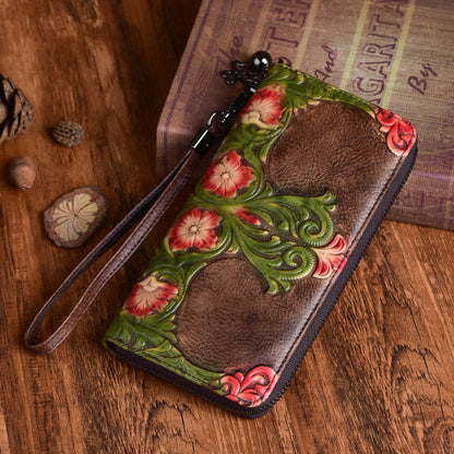 Mythstone Vintage Flowers Printed Leather Bag Journey Shopping Purse Handbag