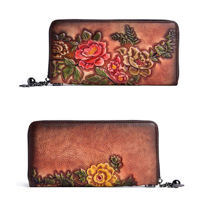 Mythstone Retro Flowers Printed Leather Bag Journey Shopping Purse Handbag