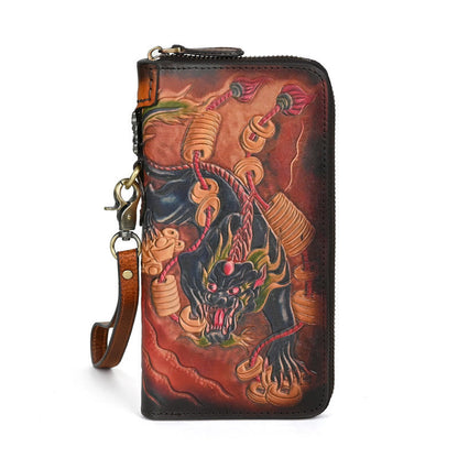 Mythstone Mythical Beast Lion Copper Coins Printed Leather Bag Journey Shopping Purse Handbag