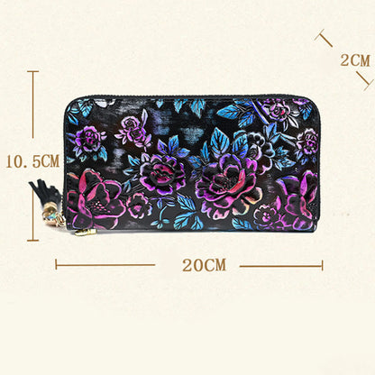 Mythstone Retro Lotus Printed Leather Bag Journey Shopping Purse Handbag Wallet