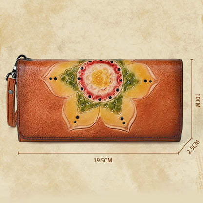 Mythstone Retro Flowers Printed Leather Bag Journey Shopping Purse Handbag Wallet