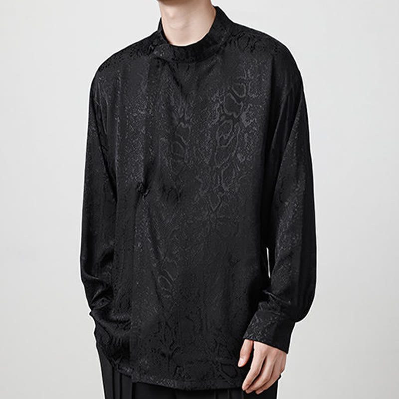 Mythstone Fall Jacquard Long Sleeve Frog-Button Shirt Men Clothing