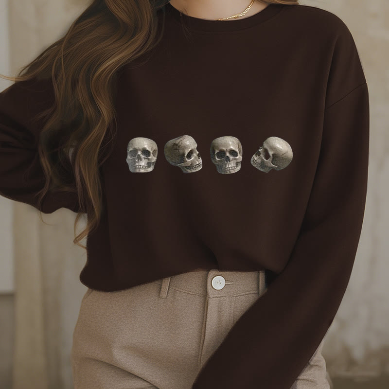 Mythstone Tibetan The Lord Of The Corpse Forest Skulls Pattern Fleece Lined Sweatshirt