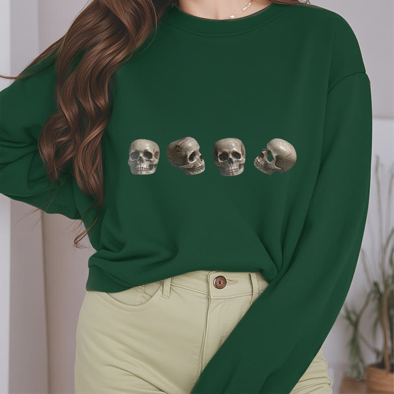 Mythstone Tibetan The Lord Of The Corpse Forest Skulls Pattern Fleece Lined Sweatshirt