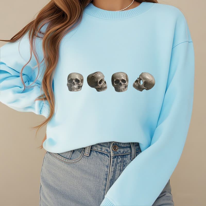 Mythstone Tibetan The Lord Of The Corpse Forest Skulls Pattern Fleece Lined Sweatshirt