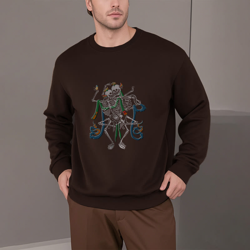 Mythstone Tibetan The Lord Of The Corpse Forest Design Fleece Lined Sweatshirt