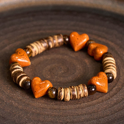 Pulsera de cerámica con forma de corazón de piedra de jaspe dálmata natural Mythstone