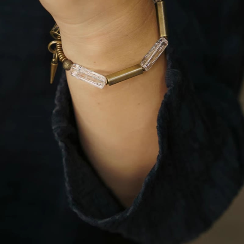 Mythstone Copper Square White Crystal Luck Bracelet