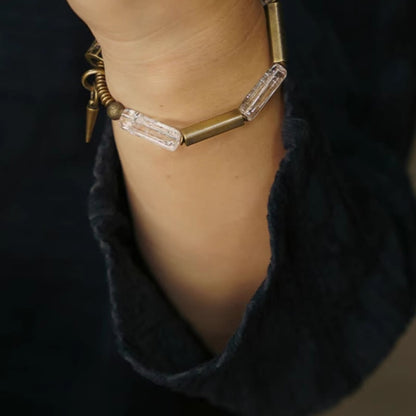 Mythstone Copper Square White Crystal Luck Bracelet